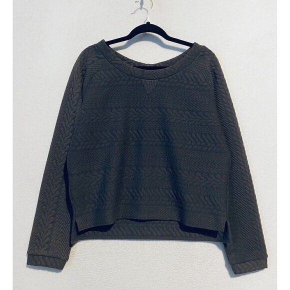 Prana Tops - Prana Sweatshirt Womens XL Gray Dimension Hemp Boat Neck Cropped Textured Yoga